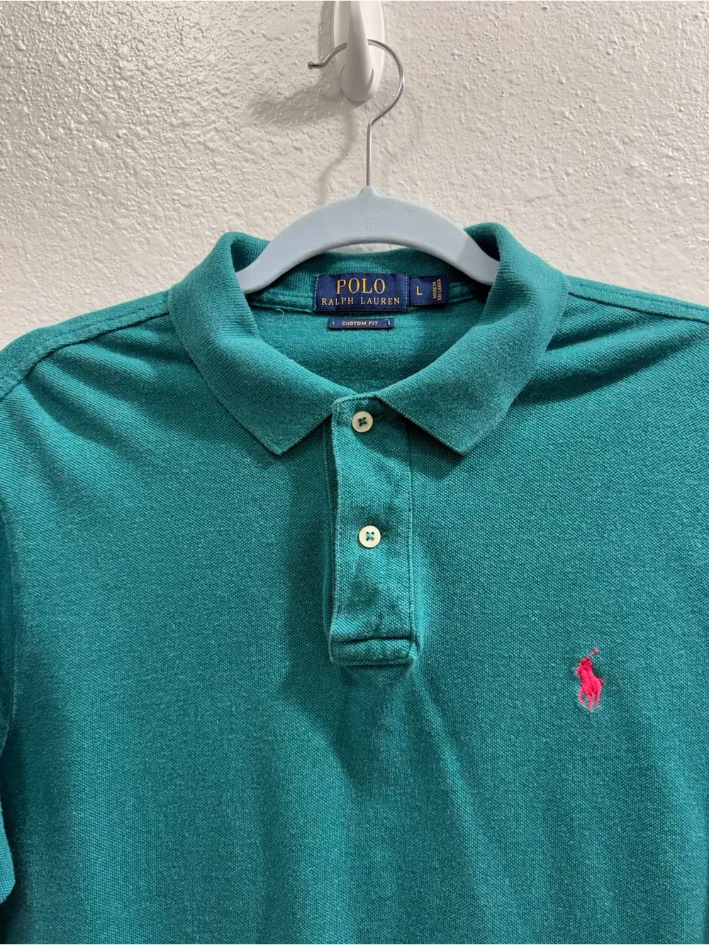 Polo Ralph Lauren Mens Green Short-Sleeve Iconic Mesh Polo Custom Fit Medium